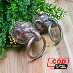 Tarikan Laci Lemari Meja Kuningan Antik Motif Gajah Kecil 2 Pcs
