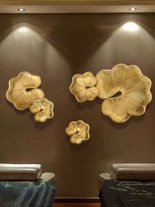 Southeast Asian Style Wooden Lotus Leaf Wall Decor Irregular Shaped Living Room Background Sofa Wall Hanging Piece Artificial Board