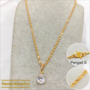 Kalung Xuping Liontin Permata Tetes Zircon Lapis Emas 0207a1