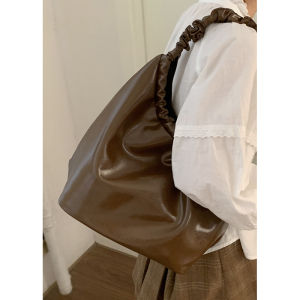 กระเป๋าใต้วงแขนเกาหลี ผู้หญิง เทรนด์แฟชั่นกระเป๋าโท้ตพับสีเงินความจุขนาดใหญ่ ลำลอง กระเป๋าถือทรงถังไหล่เดี่ยว