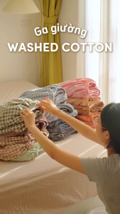 Combo ga gối 3 món chất liệu Washed Cotton cao cấp Runa Corner mềm mại thoáng khí bao gồm 2 vỏ gổi và 1 ga chun