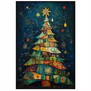 Tranh cây thông noel mùa đông.Tranh treo tường dán tường sơn dầu canvas trang trí. CGI-1898