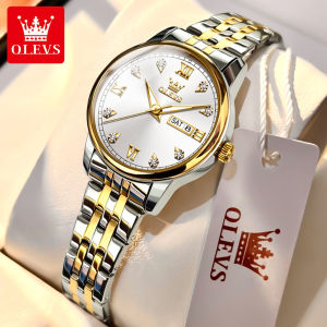 OLEVS Watch For Women Original Branded pawnable New 2023 Waterproof Luminous Calendar Week Stainless Steel Strap Fashion Elegance