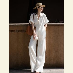 SHANGSHA | Elegant Luxurious White Shirt and Pants Set Female