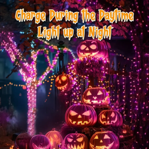 1PC 12M/39.37FT. 100 LED Halloween Solar String Light with 8 Modes Outdoor Waterproof Lamp For Indoor Yard Party Patio Decor