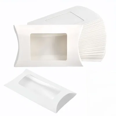 10/30/50pcs kraft paper pillow box with transparent window candy packaging box snack box for birthday wedding party