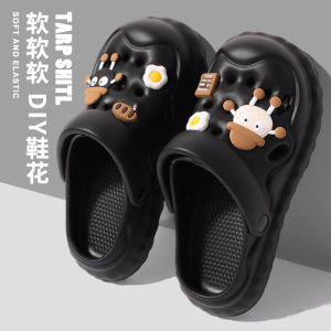 Cute Thick Bottom Sandals Womens 2024 New Summer Outdoor Wear Anti-slip Versatile Heightening Beach Slippers Ladies