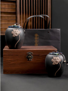 Hộp Đựng Trà Gốm Sứ Đen Cao Cấp Hộp Quà Tặng Trà Đỏ Cổ Điển Hộp Đựng Trà Bằng Gốm Sứ Chống Thấm Nước Có Khóa Thơm