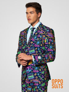 Oppsuits Vegas Style 3 Piece Suit for Men Youth Fashion Standard Fit Double Slit Polyester Fiber Two Button Single Row Button