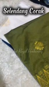 SELENDANG BERCORAK | BUNGA TABUR | SONGKET TENUN COTTON | TUDUNG | TUDUNG BAWAL