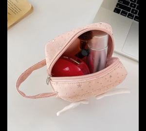 Cute Angel Wing Cosmetic Bag Portable Handheld Makeup Organizer Storage Pouch Toiletry Bag for Daily Sanitary Cotton Lipstick