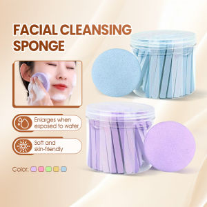 36Pcs/Box Facial Cleansing Sponge Compression Strip Reusable Face Cleansing Makeup Remover Pads Gentle exfoliation Deep Cleaning Pores Dirt for Makeup Removal & Daily Cleansing 面部清洁海绵压缩条