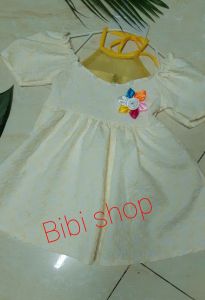 Đầm váy cổ yếm viền ngọc bé gái 10_15kg 1_3 tuổi đồ tết đi chơi đi học dự tiệc lễ trẻ em