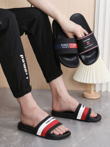 Summer Fashionable Mens Slippers Anti-Slip Deodorant Soft Bottom Couple Outdoor Bathroom One-Strap Slippers Trendy Flats