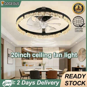 Gogeous 20inch ceiling fan with light modern design 6-speed wind 360 degree rotation ceiling fan with led lights and remote for dinning room living room bedroom