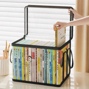 JIXIANGHAILUO | Books Storage Box Transparent Student Classroom Books Organizer