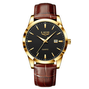 LIGE Man Watch Fashion Leather Strap Mens Watches Military Sport Waterproof Calendar Quartz Wristwatches Male Clock Reloj Hombre
