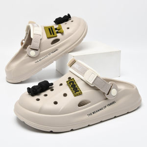 Mens Clog Shoes Summer Outdoor Wear Thick Bottom Anti-Slip Slip-Resistant Breathable Two-Purpose Sandals Beach Head Cover Slippers