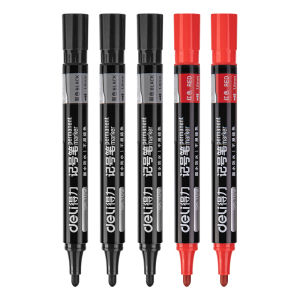 Deli Chalk Pen Thick Head Black Quick Dry Waterproof Oil Resistant Non Fading Fiber Tip for Construction Site Marking