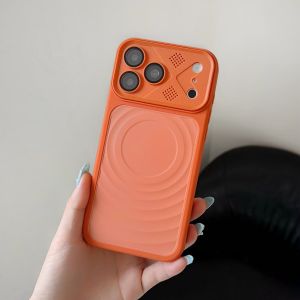 Luxury Water Ripple Pattern Big Window Phone Case For iPhone 17 16 15 14 Plus 13 12 11 Pro Max For Magsafe Magnetic Bumper Cover