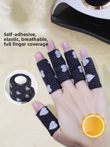 Nail Art Bandages Finger Protection UV Protection Self Adhesive Elastic Comfortable Breathable Nail Salon Tools Black Prevention