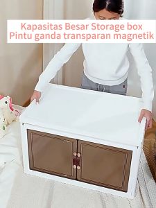 Roda 360° Lemari Plastik Susun ‖ Pintu Magnet Mainan Storage Box ‖ Serbaguna Rumah Lemari Pakaian ‖ Multi-Lapisan Dapat Dilipat Lemari Penyimpanan/Besar Box Plastik/Kotak Penyimpanan/Organizer Box