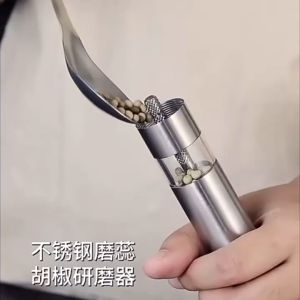 【SG】Stainless Steel Pepper Grinder and Spices Mill Manual Metal Set with Thumb Push Button for Kitchen Home