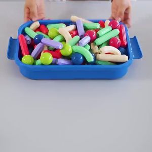 100PCS Baby Toys Magnet Block Toy Kids Magnetic Stick Balls Building Toy Blocks 3D Geometry Learning Sensory Construction