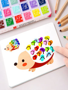 Kids Finger Painting Suit Graffiti Creative Washable Non-Toxic 24 Color Paint Hand Print Palm Painting Portable Inkpad