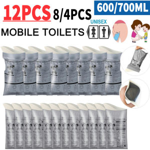 12-4PCS Emergency Urinal Bag 600/700ml Disposable Mini Mobile Toilet Camping Pee Bags for Men Women Children Patient