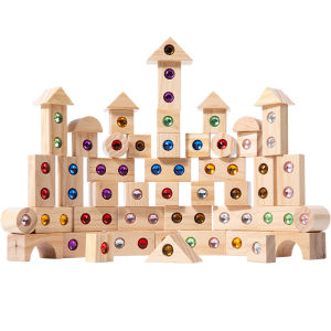 DIY บล็อกประกายอะคริลิคของเล่นเด็ก Montessori สายรุ้งอัญมณีซ้อนบล็อกที่มีสีสันการศึกษาของเล่นสร้างสรรค์ไม้
