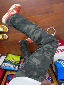 Camouflage Work Pants for Boys Autumn Winter Slim Straight Leg