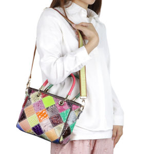 Royal Bagger Genuine Leather Top-Handle Handbag: A Colorful Patchwork Crossbody