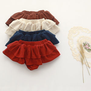 Princess Cake Skirt Shorts Childrens Summer Thin Cotton Bells Skirt Outdoor Wear for Girls Sweet Style Midi Waist Shorts