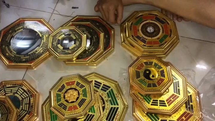 Gương Bát Quái lồi Phong Thủy bằng gỗ-Nhiều cỡ