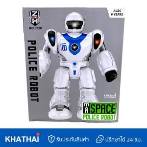 หุ่นยนตร์ตำรวจ หุ่นยนตร์เดินได้ มีไฟ มีเสียง หุ่นยนตร์ของเล่น มี2สี รหัส0820