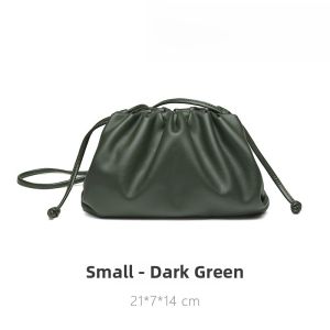 French Luxurious Cloud Folded Leather Magnetic Buckle Womens Crossbody Bag Soft Young Casual Style Small Size Shoulder Bag