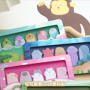 🔥chageey👍 150 Pcs Animal Park Sticky Notes Cute and High appearance Notepad Ins Style Cartoon Index Stickers