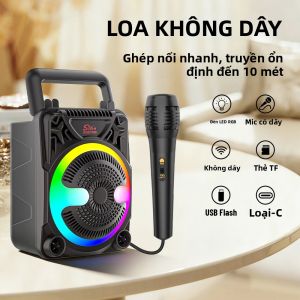 Loa Bluetooth Mini ZQS1366 40W Có Micro Đèn LED RGB Hỗ Trợ USB/thẻ TF Chức Năng FM Di Động Thích Hợp Cho Biểu Diễn Karaoke Ngoài Trời
