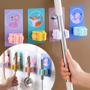 GYN Gantungan Sapu Pel Tempel Dinding Motif Penjepit Multifungsi/ Mop Holder Clip Tempelan Dinding