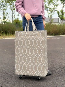 Oxford Fabric Luggage Bag with Wheels Portable Travel Bag Foldable Handheld Large Capacity Student Clothes Storage Bag