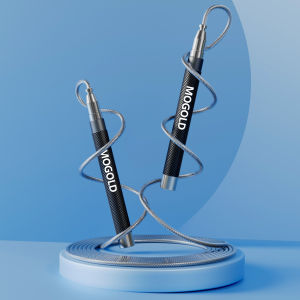 MOGOLD Metal Handle Wire Jump Rope – Ultra-Fast Acceleration Stable & Non-Swaying One-Click Adjustment