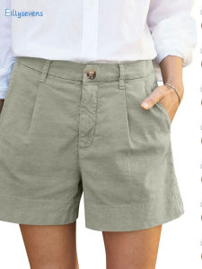 High Waist Straight Leg Solid Color Shorts Womens Casual Pants High Waist Straight Tube Shorts Pure Color Summer Fashion