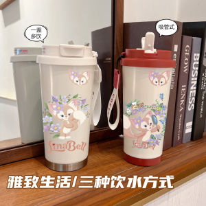 Cute Womens Lingna Bei Er Insulated Stainless Steel Straw Cup High Aesthetic Value Coffee Cup Student Water Cup 316 Stainless Steel