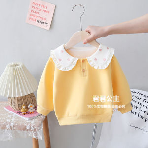 Childrens Winter Clothes Girls Heart Collar Sweatshirt Baby Fleece Lined Base Layer Loose Overhead Baby Clothes