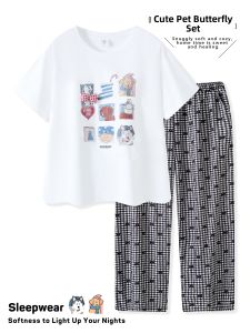 DAISONG | Cute Summer Sleepwear Suit Cotton Thin Wearable