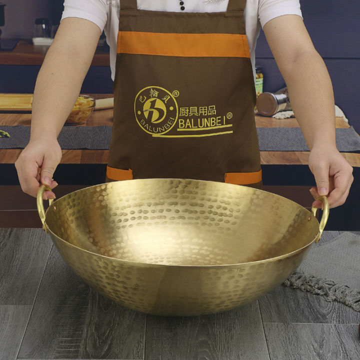 Traditional Handmade Pure Copper Wok Copper Pot StirFry Handmade round