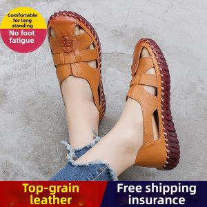 GESHIFAN | Soft Sole Slip-On Anti-Slip Breathable Comfortable Leather Shoes for Elderly Women