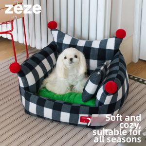 ZEZE | All Seasons Thick Warm Plaid Pet Bed
