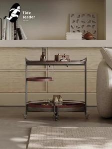 Tide leader | Movable High-end Side Table Cart Saddle Leather
